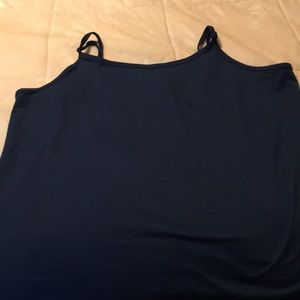 3X spaghetti strap navy blue tank